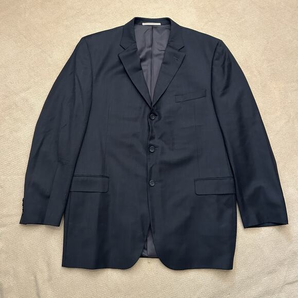 Burberry London 100% Wool Black Suit Jacket Blazer 46L